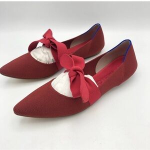 ROTHY’S Cinnamon Mary Jane Flats Sz 10 Pointed Toe Bow Red *Discontinued*